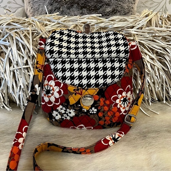 VERA BRADLEY Bittersweet Mini Saddle Bag Crossbody Red Yellow Black Floral 2013 - Picture 4 of 15